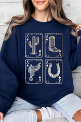 UL180P-E3094 Western Cowgirl Card Graphic Plus Sweatshirt $25