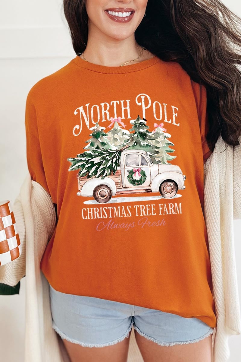 5000P-E3174 North Pole Christmas Graphic Plus Heavy Cotton Tee $12.75