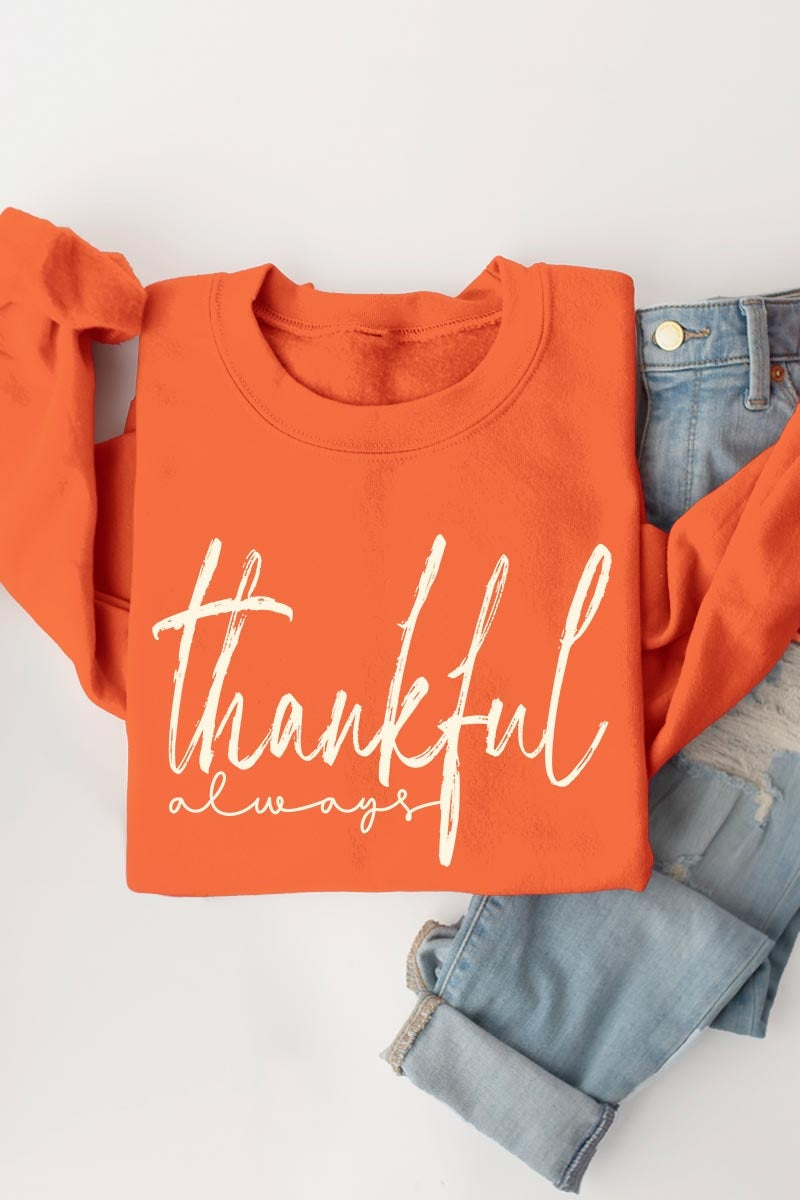UL180P-E3170 Thankful Graphic Plus Sweatshirt $25