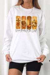 UL240-E3169 Give Thanks To The Lord Graphic Long Sleeve Tee $13.75