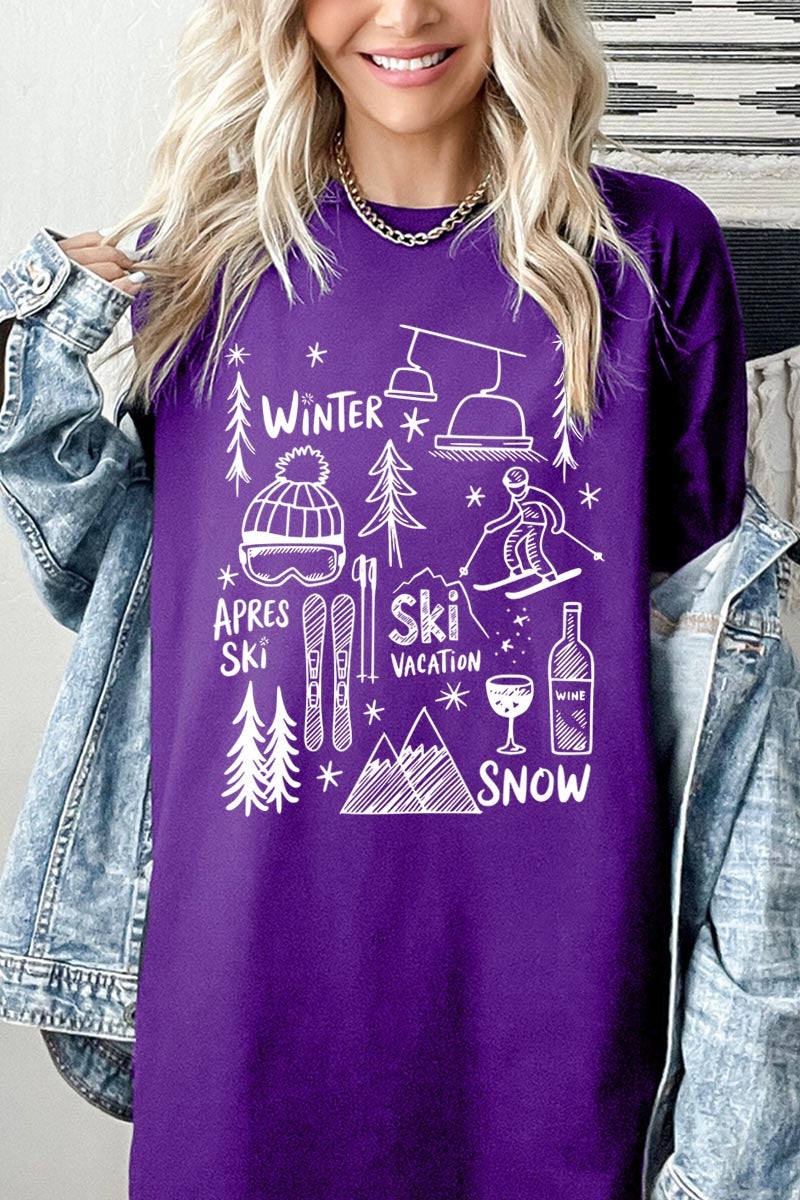 5000-E3188 Ski Doodle Graphic Heavy Cotton Tee $9