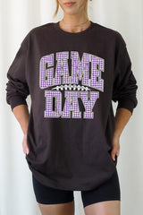 UL240P-E3127 Purple Gingham Game Day Plus Long Sleeve Tee $17