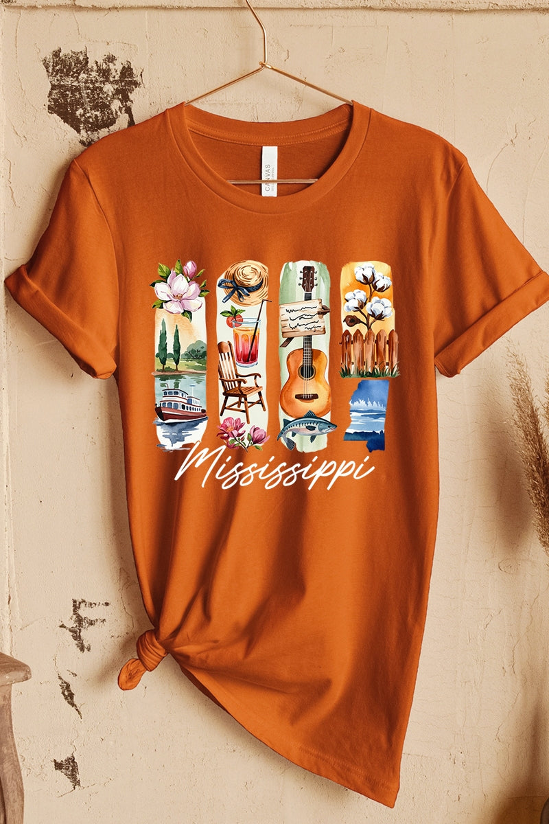 US3001P-E3061MS Mississippi State Brushstroke Graphic Plus Tee $16