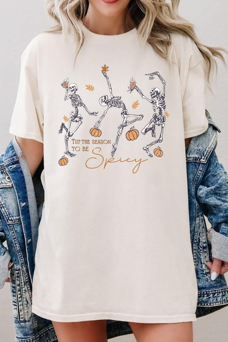 5000-E3123 Halloween Skeleton Graphic Heavy Cotton Tee $9