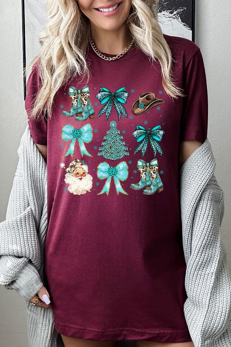 US3001-E3180 Western Christmas Graphic Tee $12.5