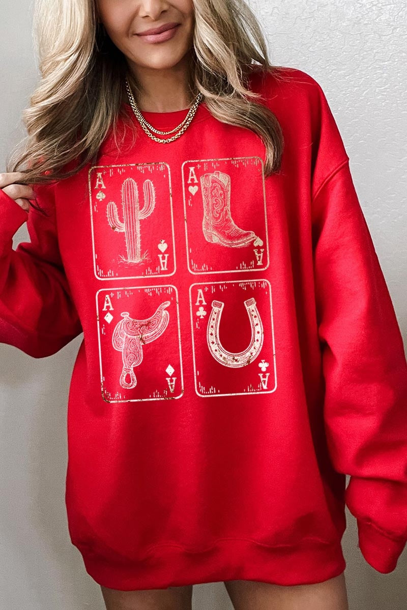 UL180P-E3094 Western Cowgirl Card Graphic Plus Sweatshirt $25