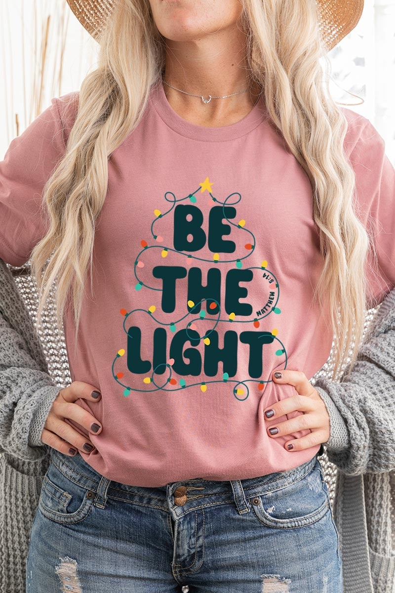 US3001P-E3202 Be the Light Christmas Graphic Plus Tee $16