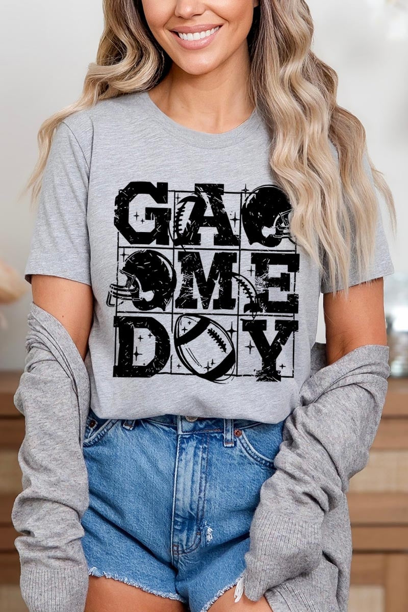 US3001-E3073 Distressed Game Day Graphic Tee $12.5