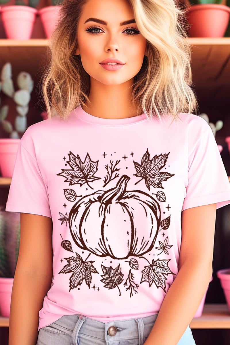 US3001-E3162 Fall Pumpkin Graphic Tee $12.5