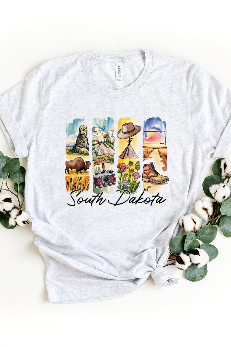 US3001-E3061SD South Dakota State Brushstroke Graphic Tee $12.5