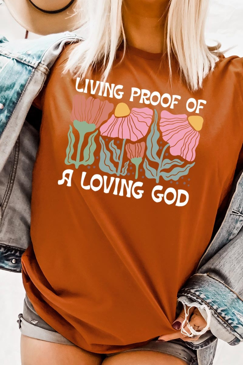 US3001P-E3066 Living Proof of a Loving God Graphic Plus Tee $16