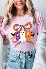 US3001P-E3120 Boo Brushstroke Bow Graphic Plus Tee $16