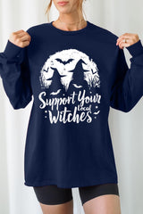 UL240-E3161 Local Witches Halloween Graphic Long Sleeve Tee $13.75
