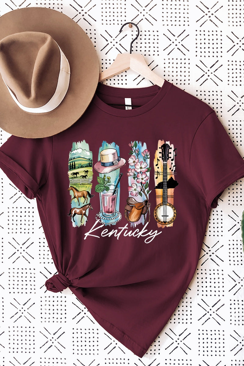 US3001-E3061KY Kentucky State Brushstroke Graphic Tee $12.5