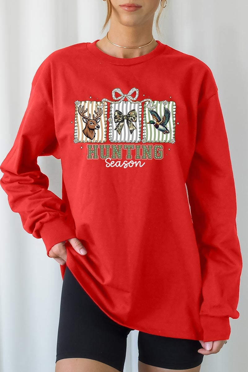 UL240-E3192 Deer & Duck Hunting Season Graphic Long Sleeve Tee $13.75