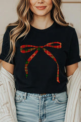 US3001P-E3211 Red Bow Christmas Graphic Plus Tee $16
