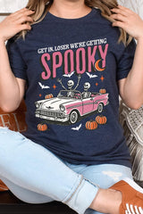 US3001-E3142 Spooky Skeleton Graphic Tee $12.5