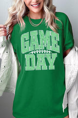 5000-E3128 Green Gingham Game Day Graphic Heavy Cotton Tee $9