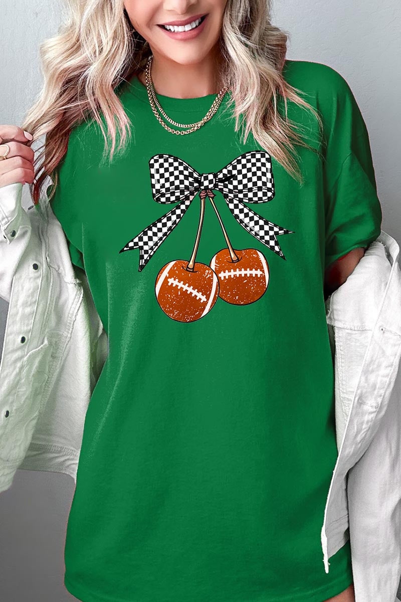 5000-E3055 Football Cherries Graphic Heavy Cotton Tee $9