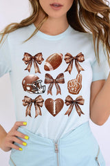 US3001P-E3054 Cute Football and Bow Graphic Plus Tee $16