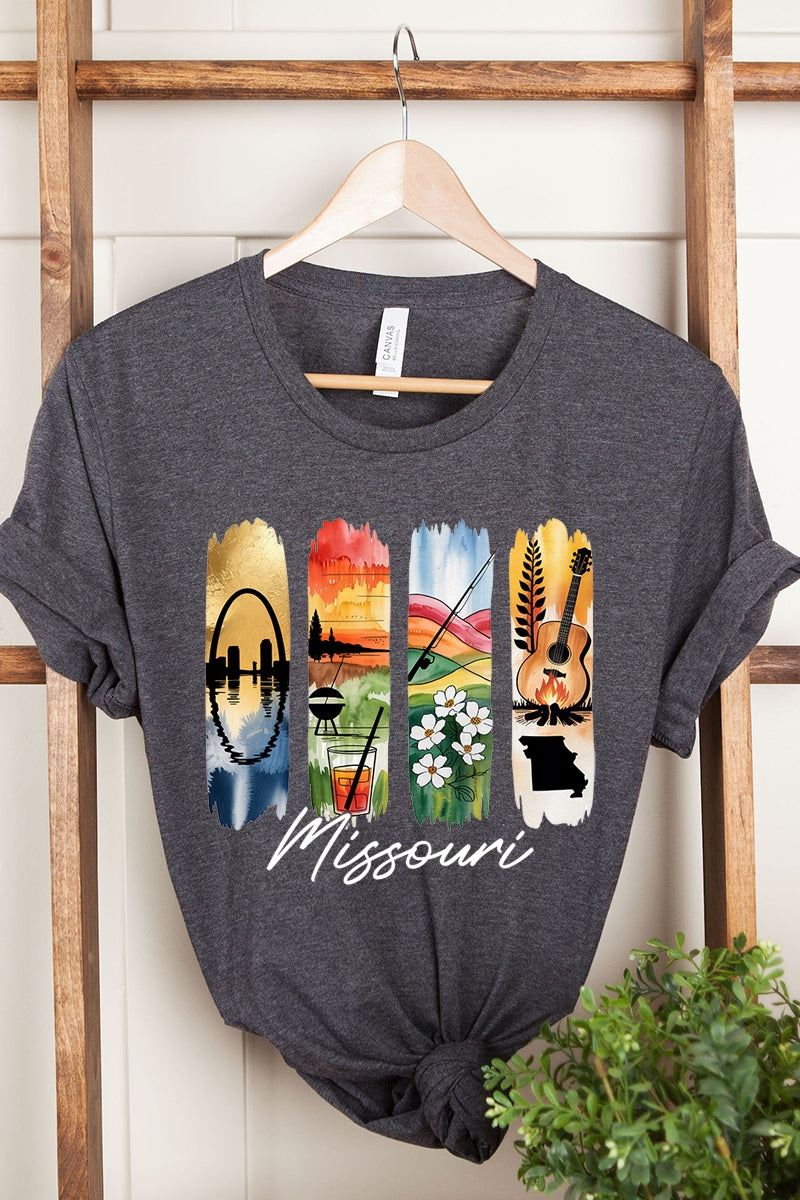 US3001-E3061MO Missouri State Brushstroke Graphic Tee $12.5