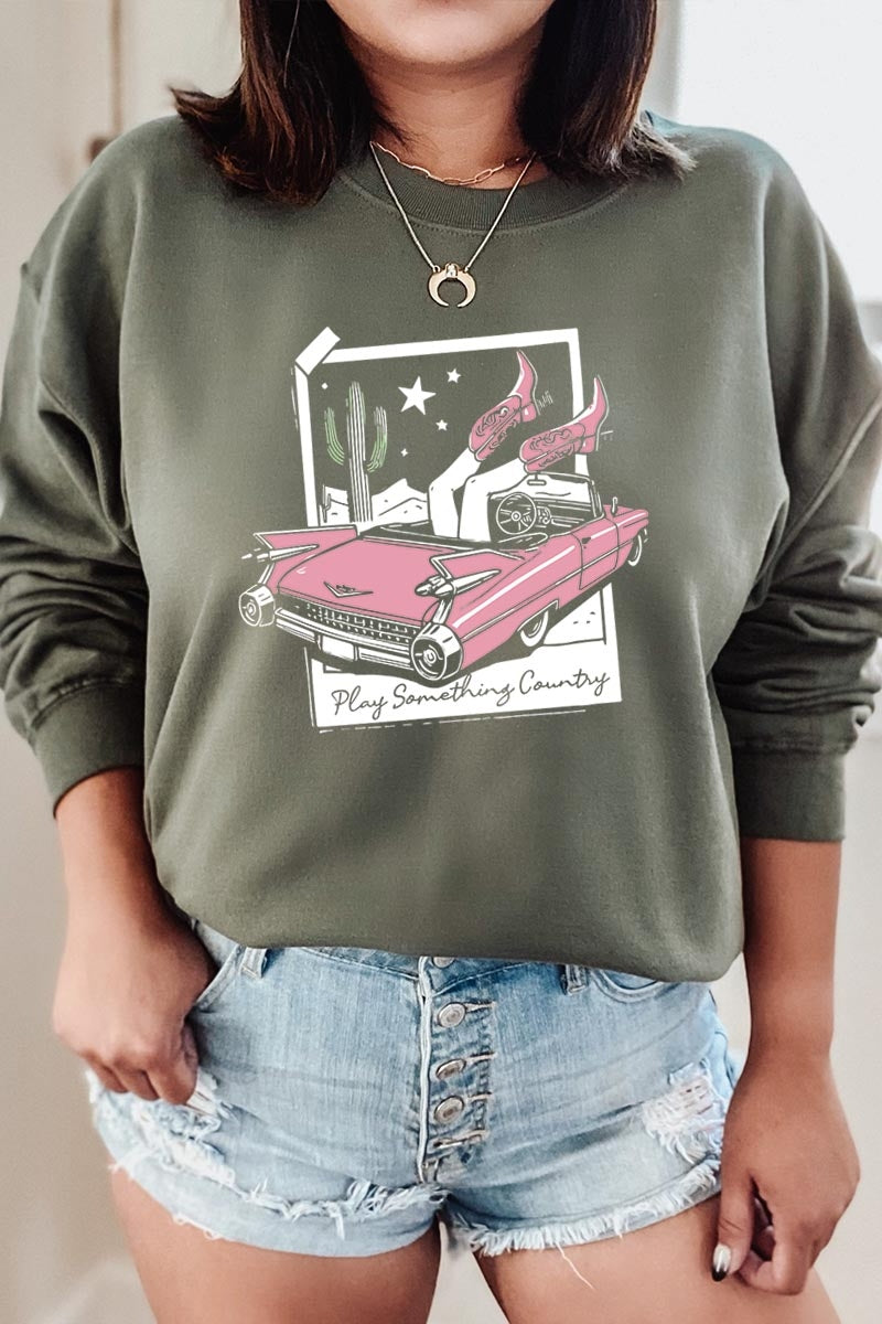 UL180P-E3098 Play Something Country Graphic Plus Sweatshirt $25