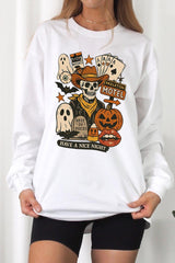 UL240P-E3107 Spooky Skeleton Graphic Plus Long Sleeve Tee $17