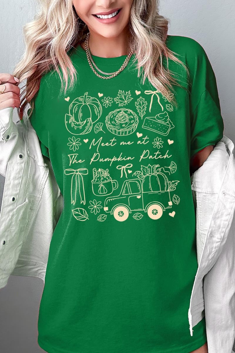 5000-E3163 Pumpkin Patch Doodle Graphic Heavy Cotton Tee $9