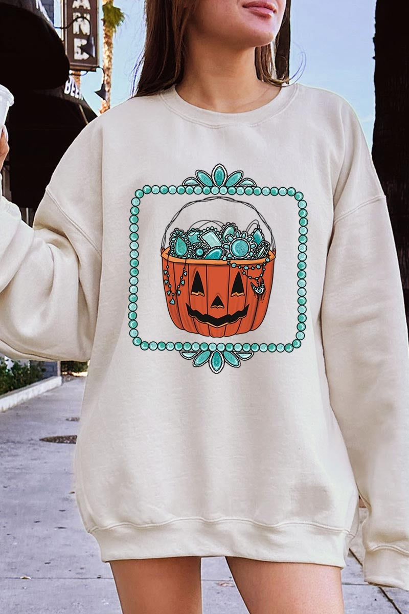 UL180P-E3140 Halloween turquoise pumpkin Plus Sweatshirt $25