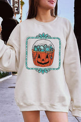 UL180P-E3140 Halloween turquoise pumpkin Plus Sweatshirt $25