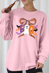 UL240P-E3120 Boo Brushstroke Bow Graphic Plus Long Sleeve Tee $17