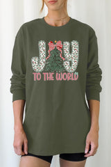 UL240-E3213 Joy to the World Graphic Long Sleeve Tee $13.75
