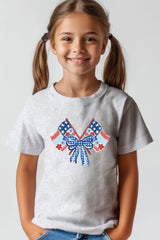 US3001Y-E3482Z Patriotic Bow Flags Kids Graphic Tee $11