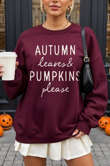 UL180P-E3158 Autumn Leaves Pumpkins Graphic Plus Sweatshirt $25