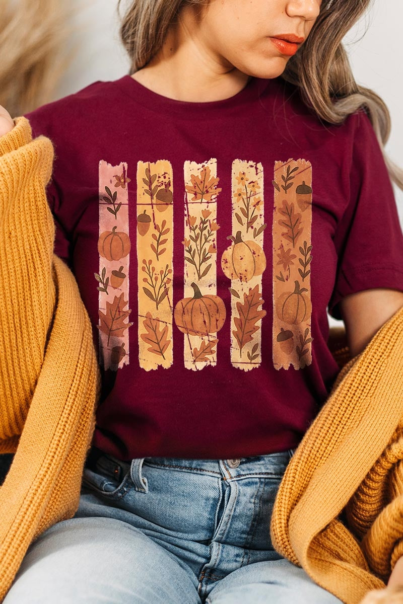 US3001P-E3110 Brushstroke Boho Fall Graphic Plus Tee $16