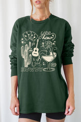 UL240P-E3097 Cowgirl Country Music Graphic Plus Long Sleeve Tee $17