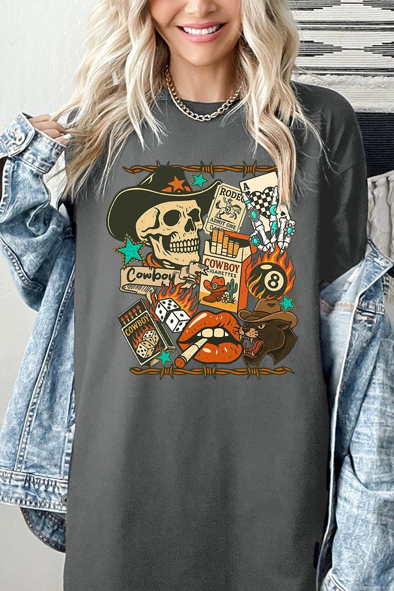 5000P-E3096 Vintage Western Collage Plus Heavy Cotton Tee $12.75