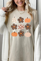 5000-E3117 Pumpkins & Flowers Fall Graphic Heavy Cotton Tee $9