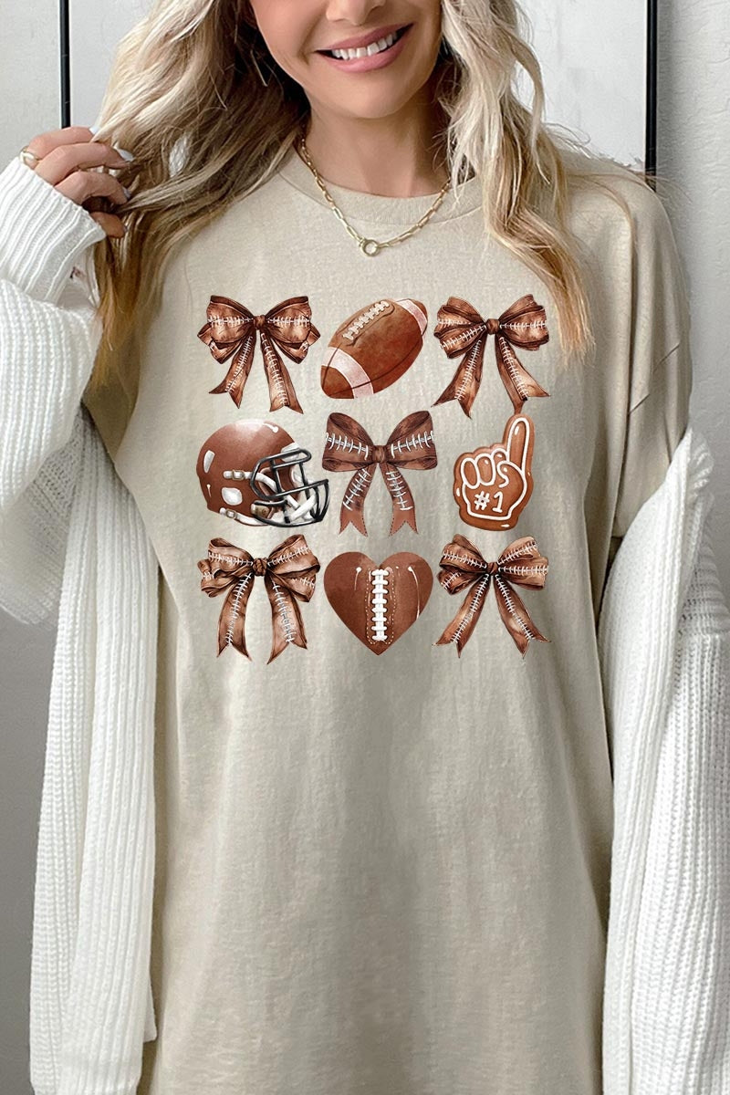 5000P-E3054 Cute Football and Bow Graphic Plus Heavy Cotton Tee $12.75