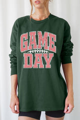 UL240P-E3126 Red Gingham Game Day Graphic Plus Long Sleeve Tee $17