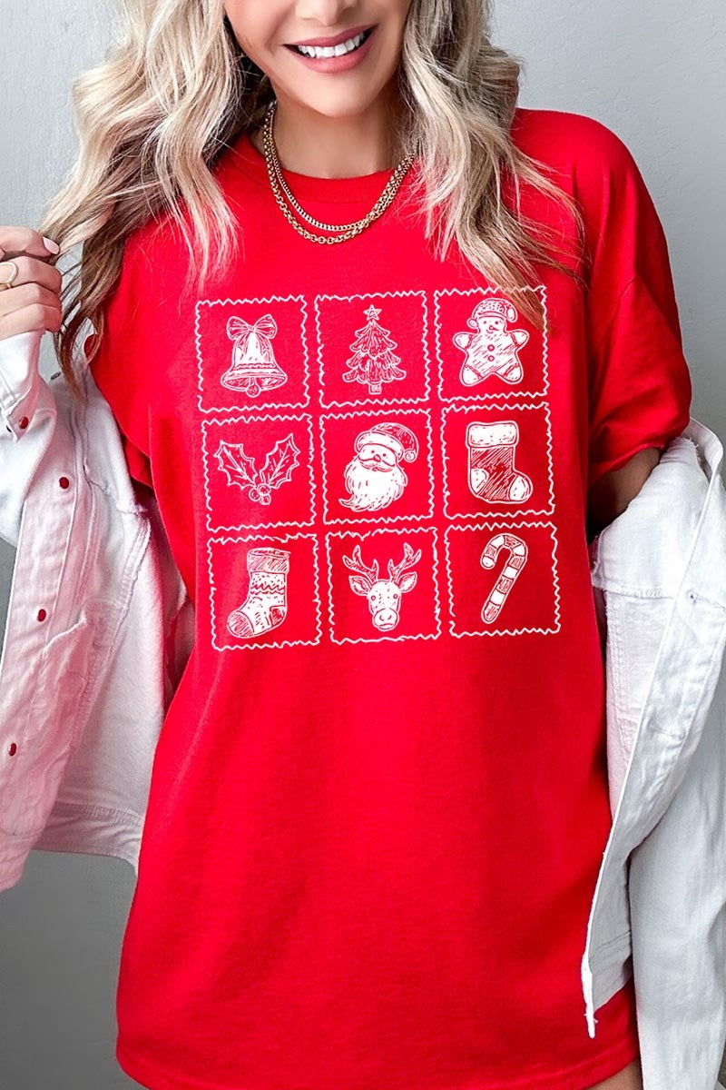 5000P-E3215 Christmas Icons Graphic Plus Heavy Cotton Tee $12.75