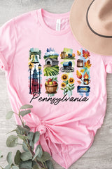 US3001-E3061PA Pennsylvania State Brushstroke Graphic Tee $12.5