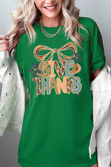 5000-E3154 Give Thanks Bow Graphic Heavy Cotton Tee $9