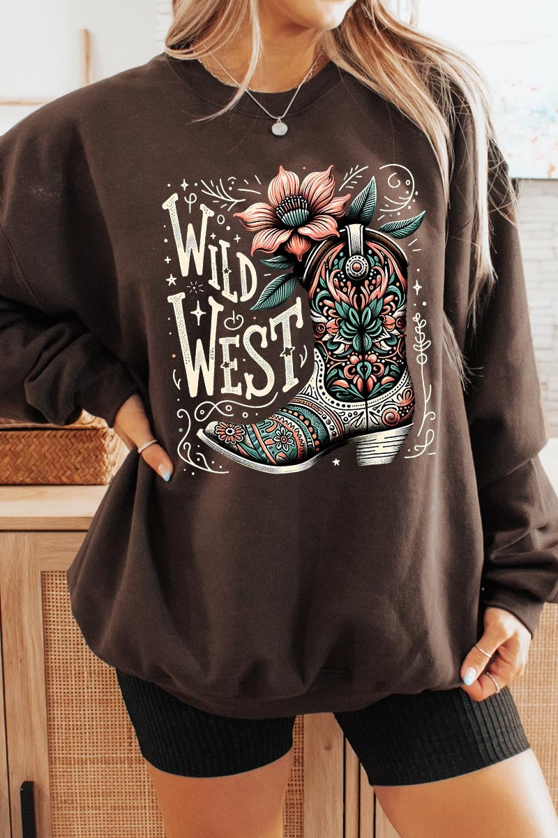 UL180-E3100 Wild West Cowgirl Boot Graphic Sweatshirt $20