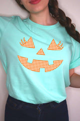 US3001-E3148 Cute Pumpkin Halloween Graphic Tee $12.5