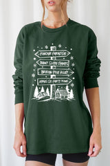 UL240-E3189 Ski Lodge Signs Graphic Long Sleeve Tee $13.75