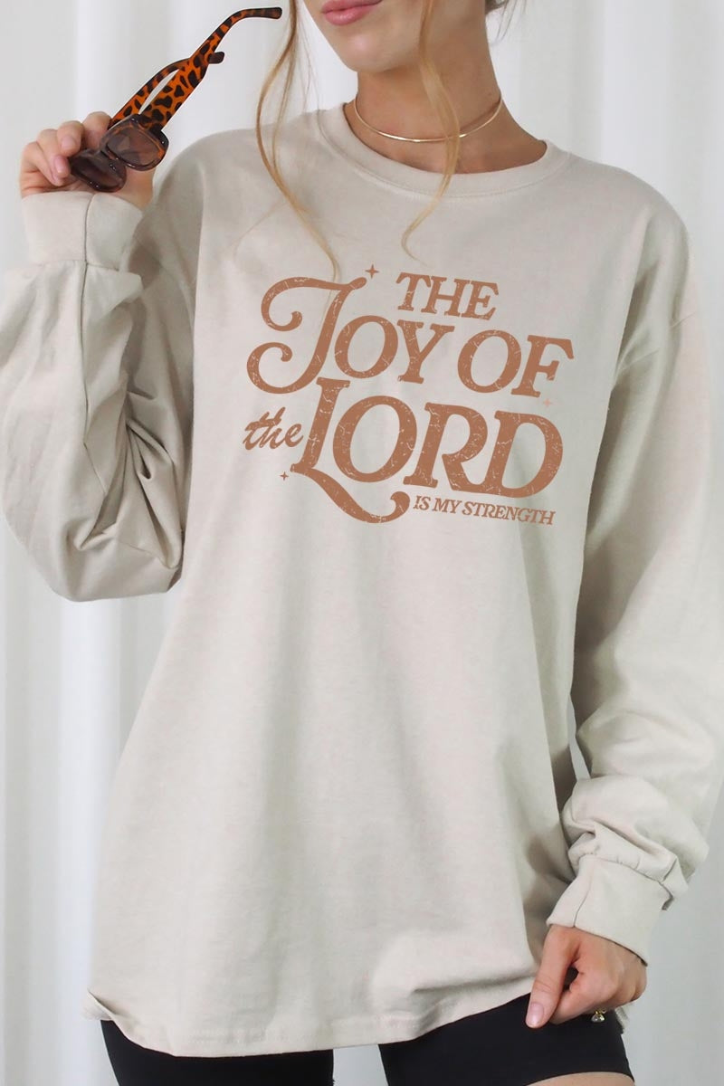 UL240-E3179 Joy of the Lord Graphic Long Sleeve Tee $13.75