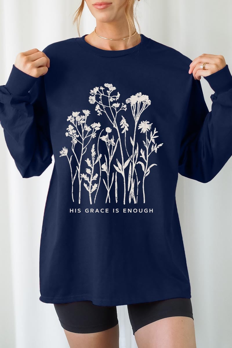 UL240P-E3146 Christian Wildflower Graphic Plus Long Sleeve Tee $17