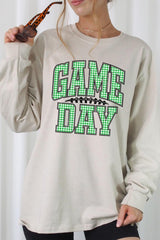 UL240P-E3128 Green Gingham Game Day Plus Long Sleeve Tee $17