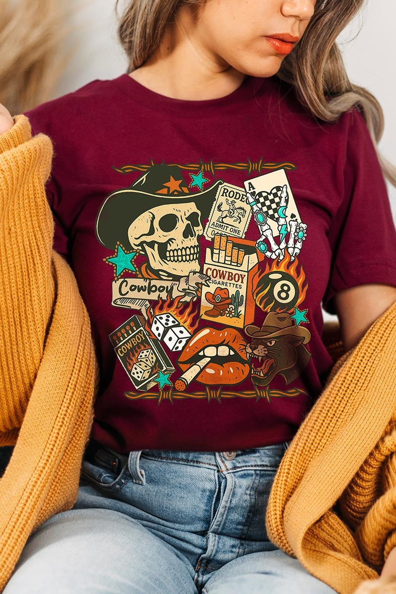 US3001-E3096 Vintage Western Collage Graphic Tee $12.5